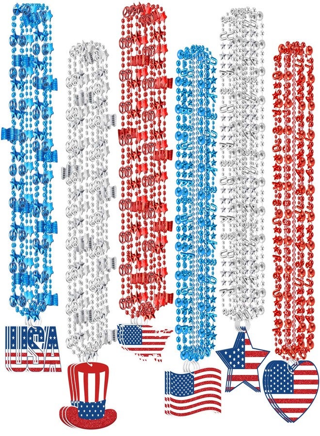 Ecation 118 Pcs Patriotic Necklaces & Pendants Bulk Set - Red White Blue USA Bead Jewelry for Veterans Day, Memorial Day, July 4th, America Celebration for 250, Parade Party - Image 1